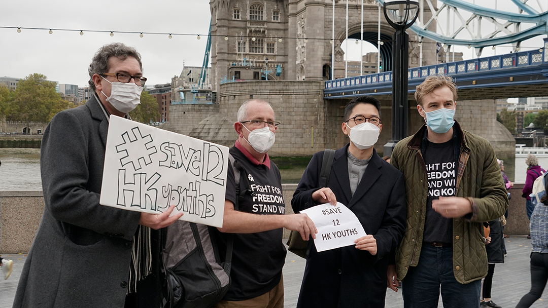 Nathan Law Leads Activists Voicing Support For Hong Kongers In London.