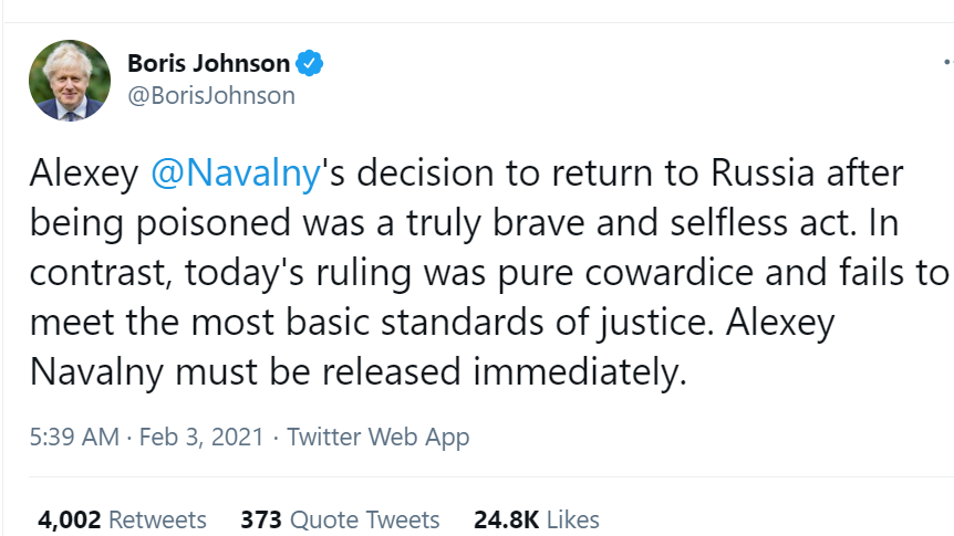 “Pure Cowardice” As Moscow Jails Putin Critic, Alexei Navalny