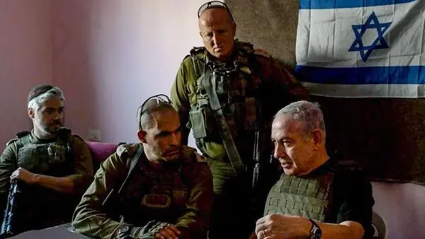 Israeli PM Netanyahu visits his troops fighting the war in Gaza