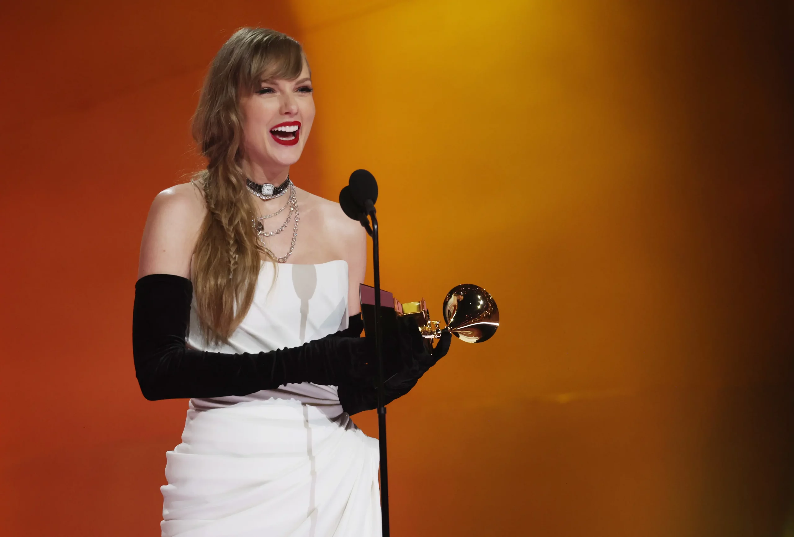 Taylor Swift makes Grammy record with her fourth album of the year win for ‘Midnights’