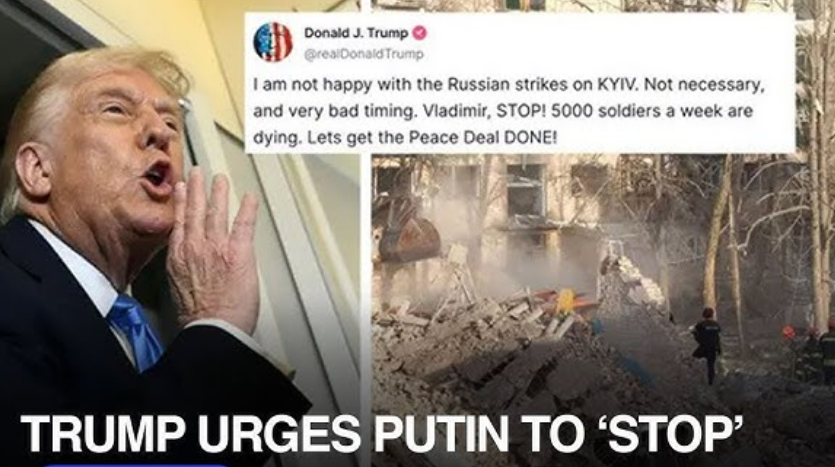 Trump urges Putin to ‘stop’ deadly strikes on Ukraine and agree to the peace deal