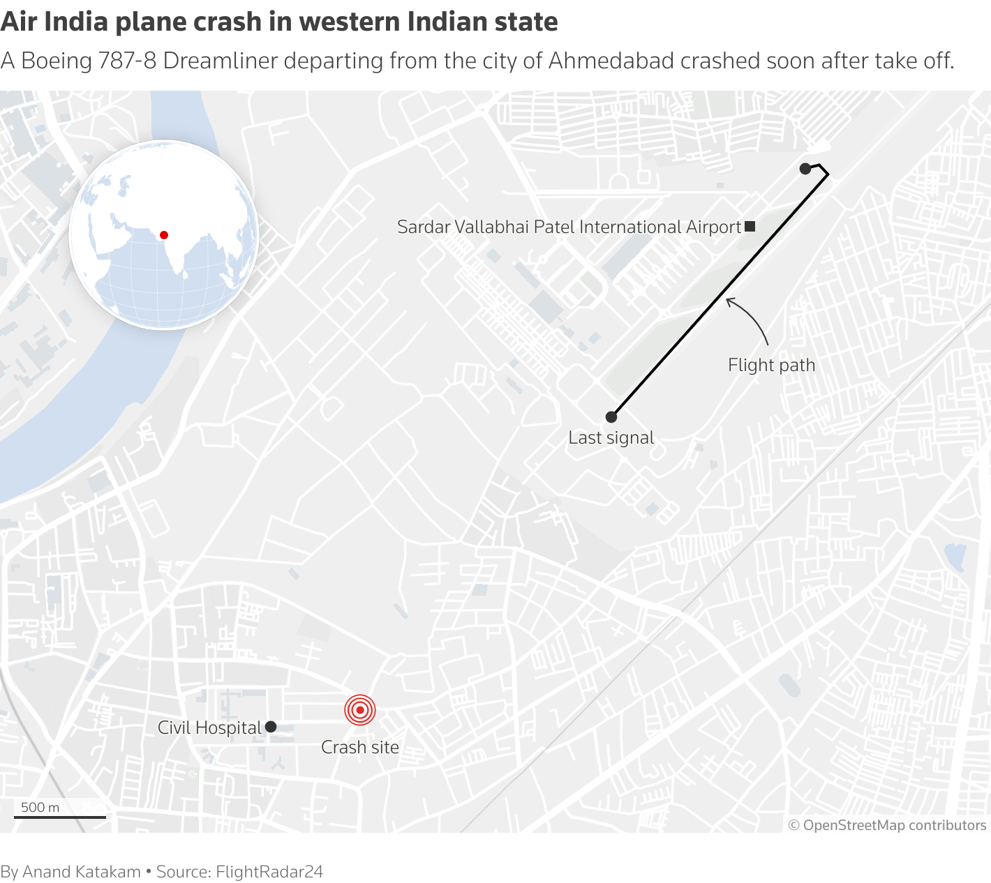 Air India flight, with 242 passengers onboard, crashes in Ahmedabad moments after take-off
