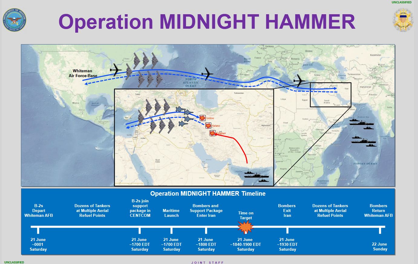 U.S. launches strikes on Iran’s nuclear facilities in Operation Midnight Hammer